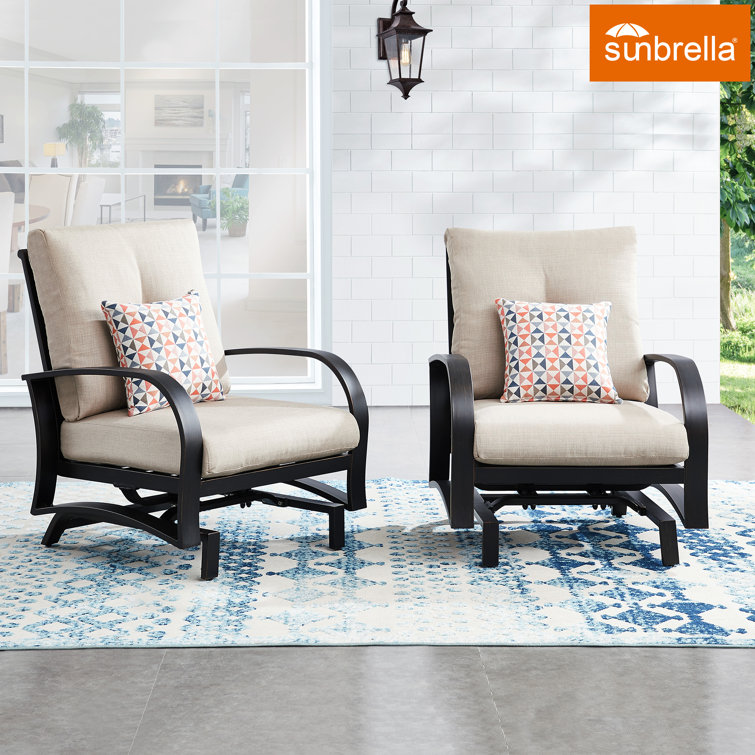 Lark Manor Patio Motion Rocking Chairs with Sunbrella Cushions